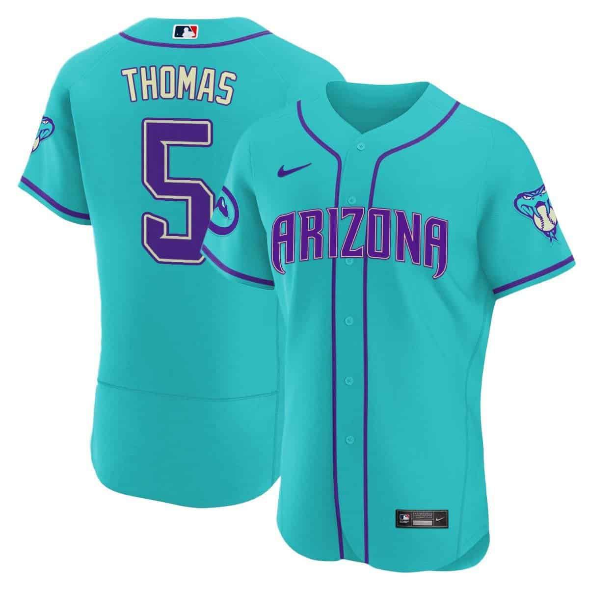 Men Arizona Diamondback #5 Thomas Light Blue Nike 2024 Teal Purple MLB Jersey style 1->indianapolis colts->NFL Jersey